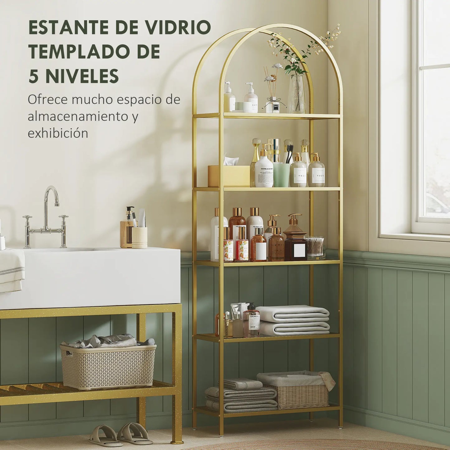 ✨ Librería Modelo AUREA – Elegancia en Cristal y Dorado