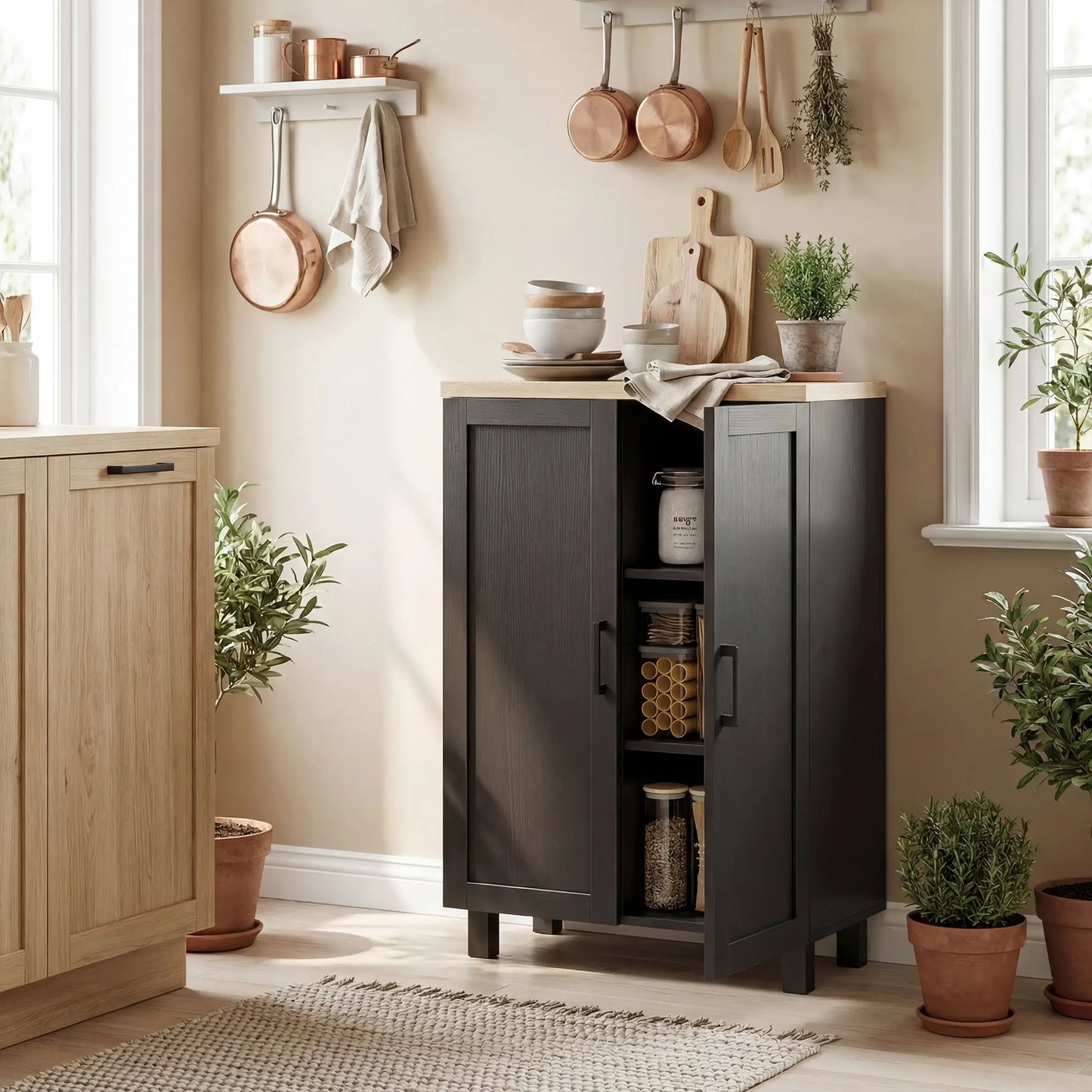 🗄️ MUEBLE AUXILIAR MODERNO 60 CM CON 2 PUERTAS Y ESTANTE AJUSTABLE – BLANCO O NEGRO