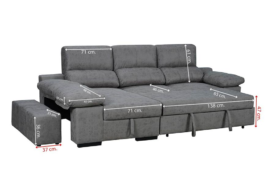 🛋️ CHAISE LONGUE CAMA “HUESCA REVERSIBLE” – ESPACIO, CONFORT Y VERSATILIDAD TOTAL