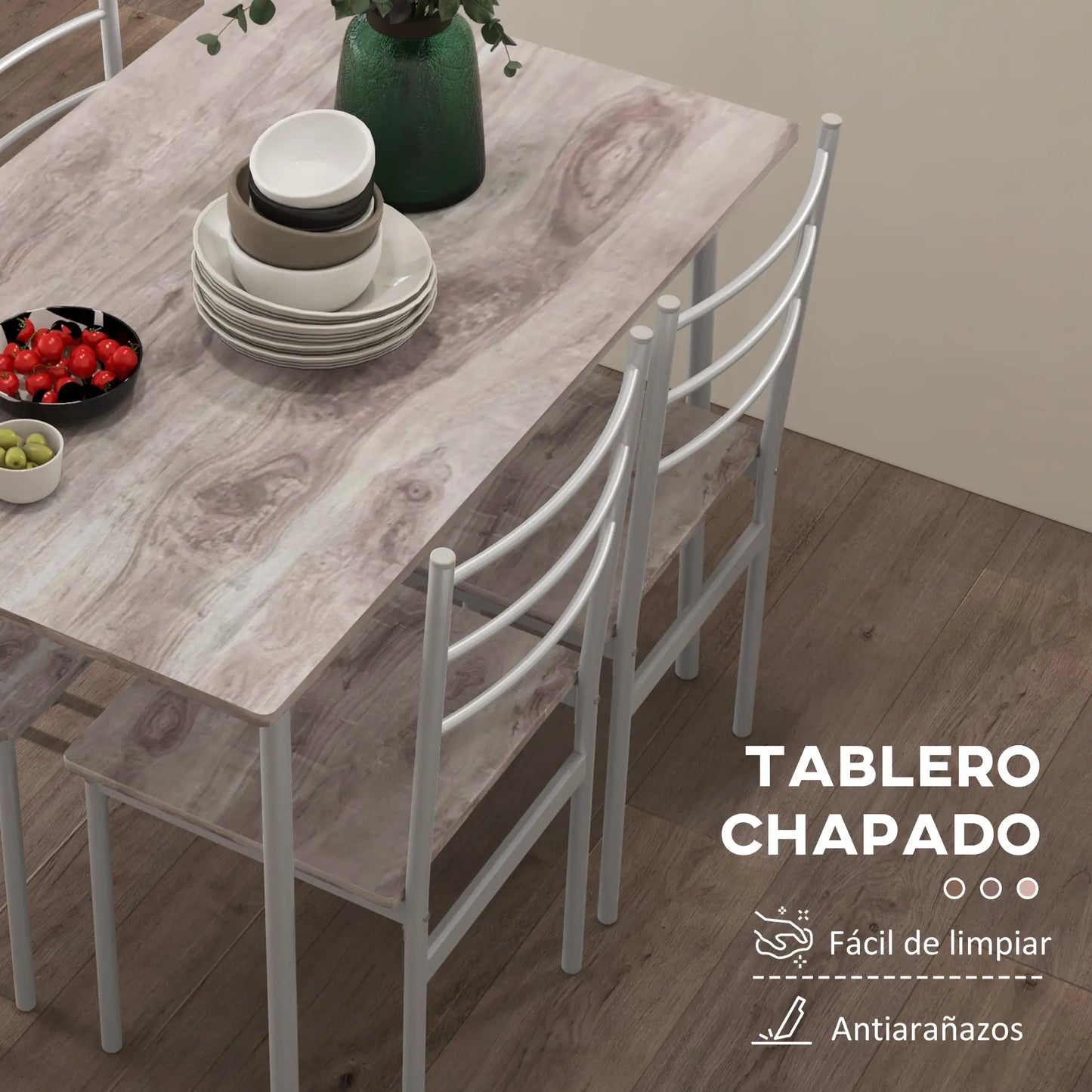 🍽️ Conjunto de Comedor NORDIC PLUS 110 cm – Mesa + 4 Sillas