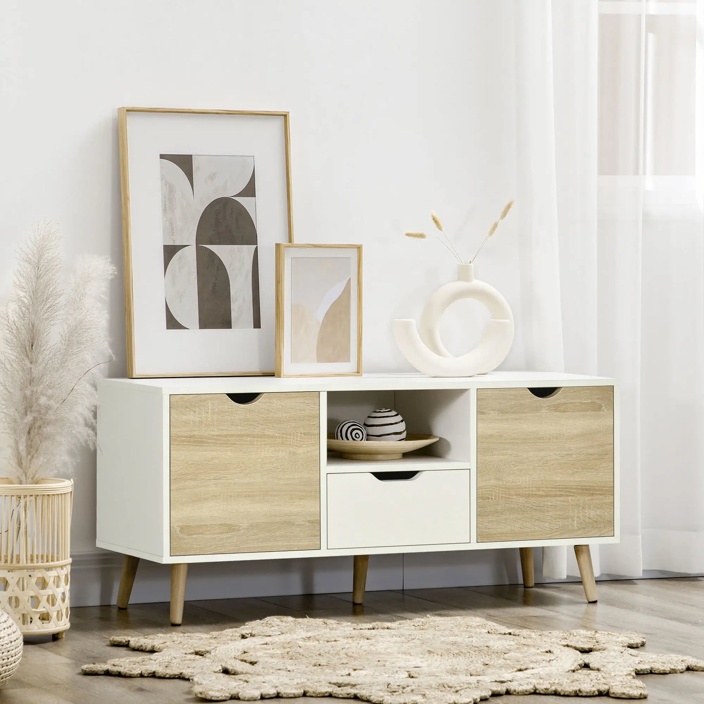 📺 MUEBLE TV “NORDIC BOX 110” – 2 PUERTAS + CAJÓN + HUECO ABIERTO · HASTA 50" · 2 COLORES