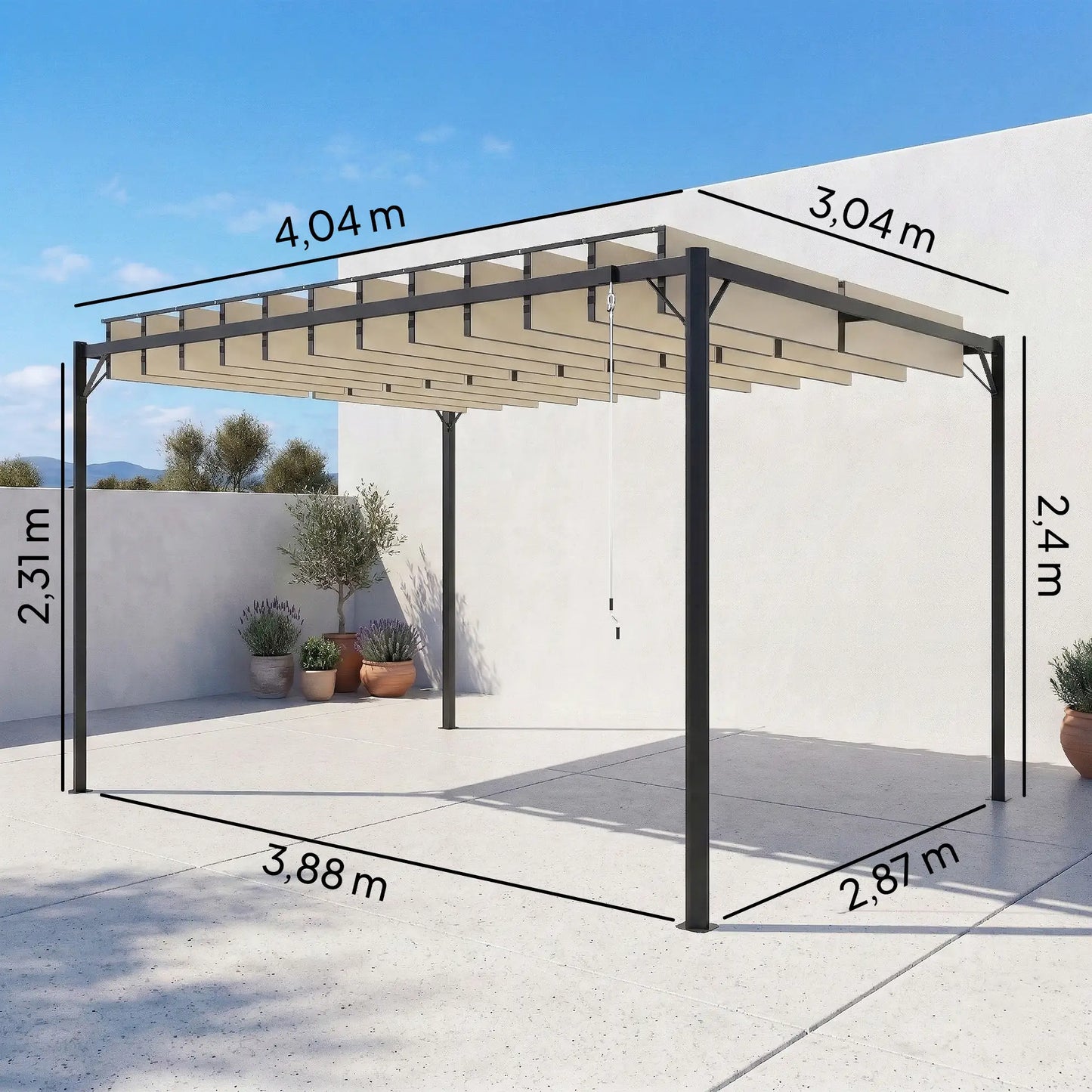 🌿 Pérgola VENTO 3x4 m Techo Ajustable Crema