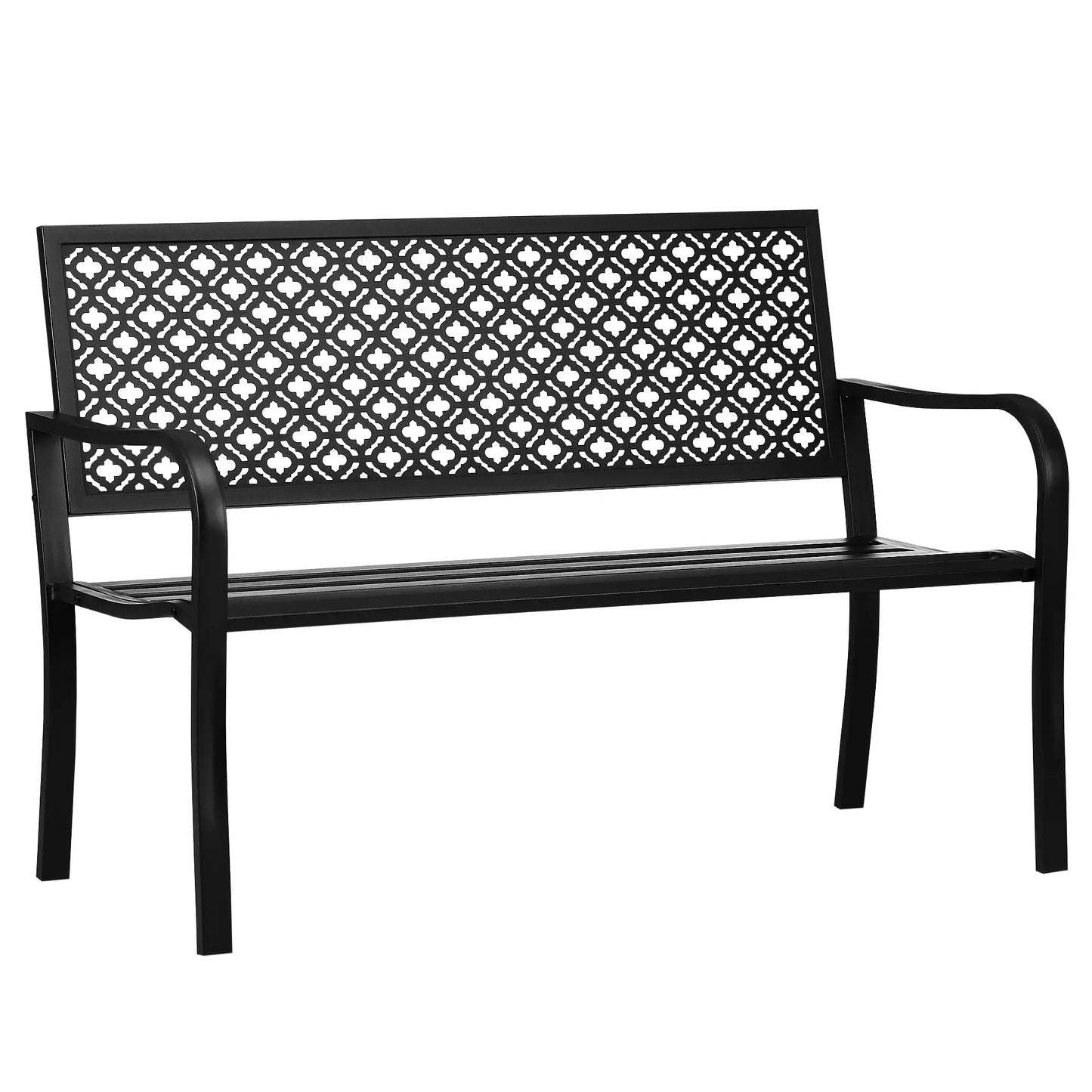 🌿 Banco de Jardín Modelo Forge Elegance 2 Plazas Acero Negro Forja