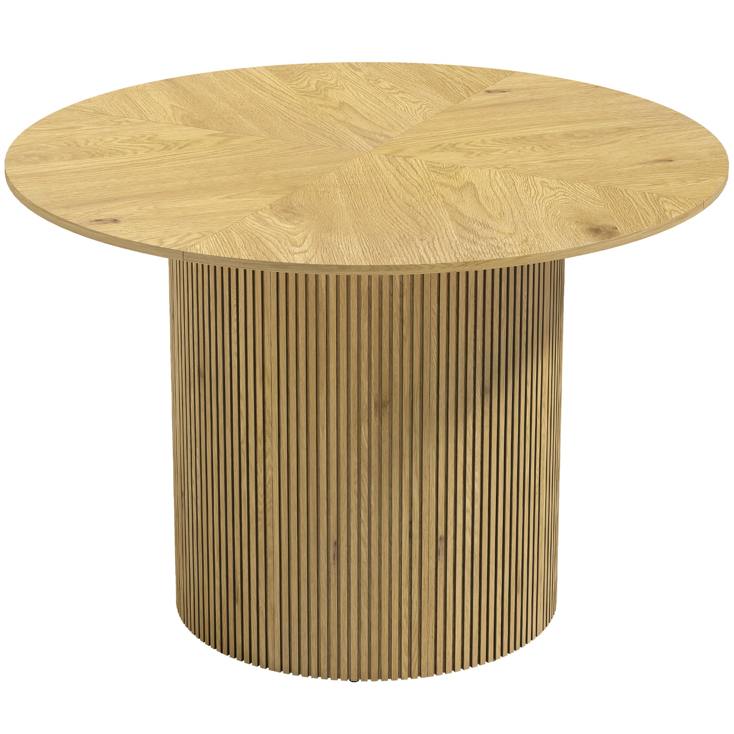 🪵 MESA DE COMEDOR REDONDA ROBLE 110 CM – DISEÑO MODERNO CON PEDESTAL ACANALADO