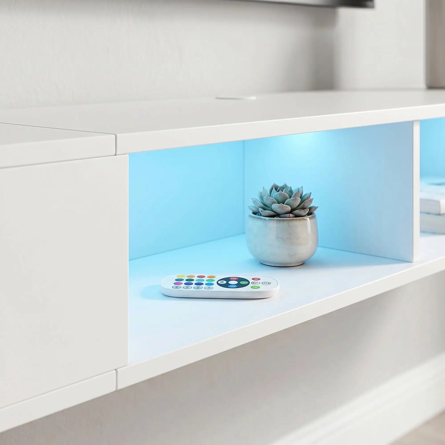 📺 MUEBLE TV SUSPENDIDO “LED FLOAT 178” – PARA TV HASTA 75" + ILUMINACIÓN RGB · BLANCO