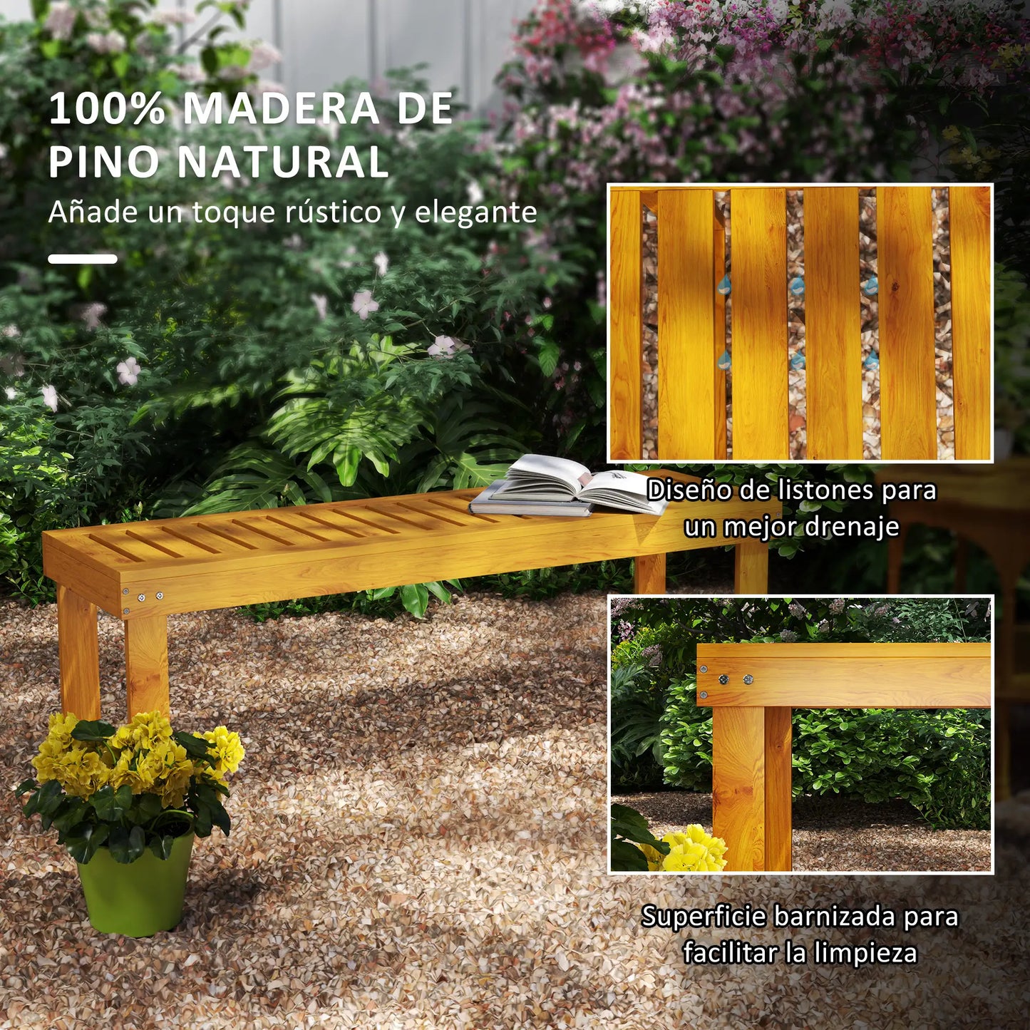 🌿 Banco de Jardín TEKA RELAX 120 cm 2 Plazas