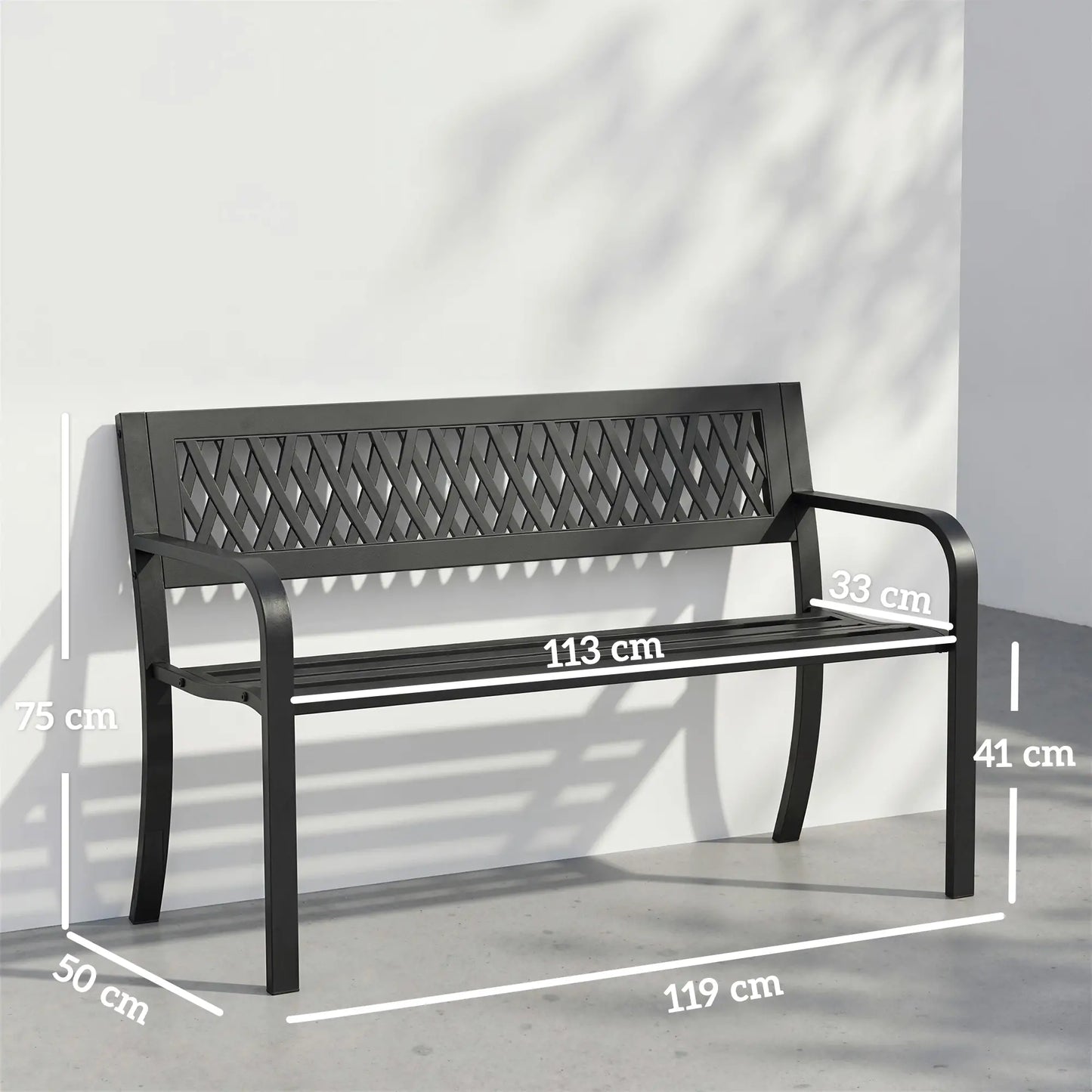 🌿 Banco de Jardín Modelo Modern Air 2 Plazas Acero Negro Minimalista