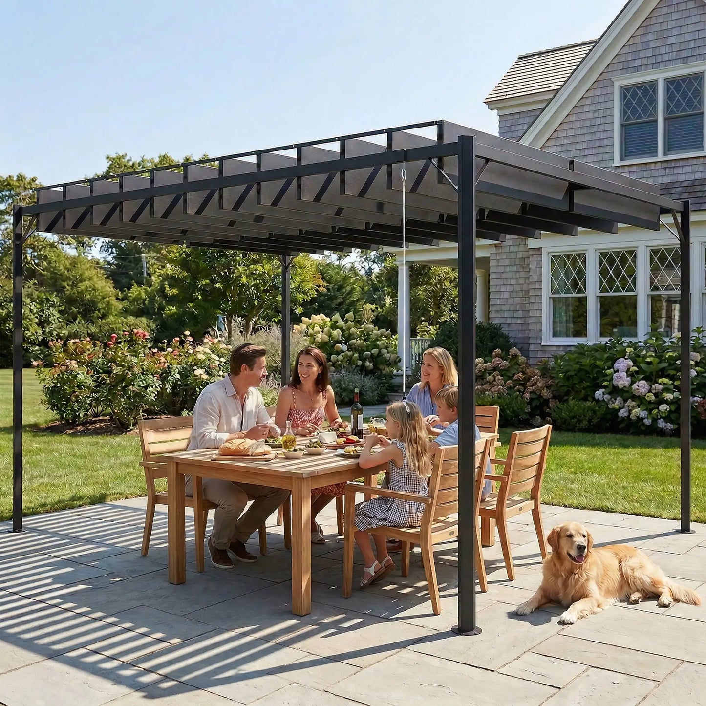🌑 Pérgola VENTO 3x4 m Techo Ajustable Gris Oscuro