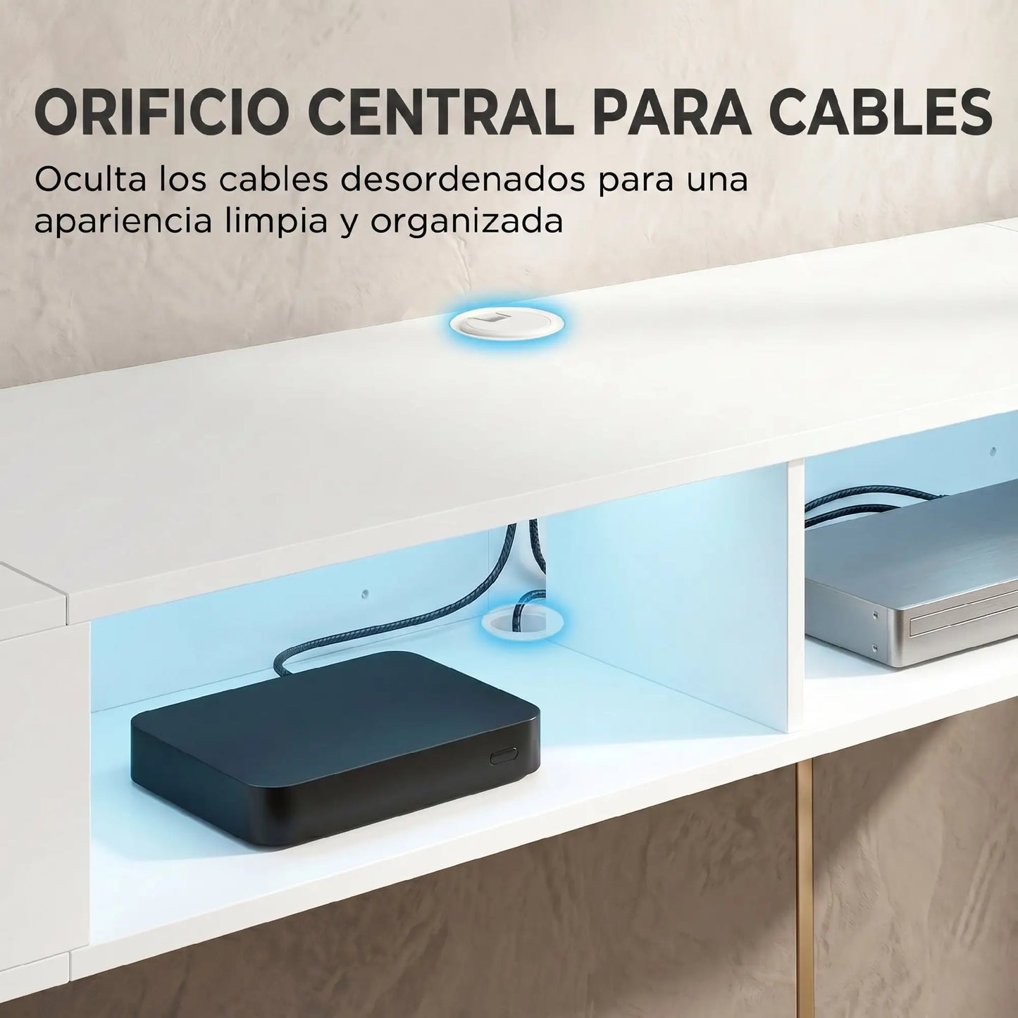 📺 MUEBLE TV SUSPENDIDO “LED FLOAT 178” – PARA TV HASTA 75" + ILUMINACIÓN RGB · BLANCO