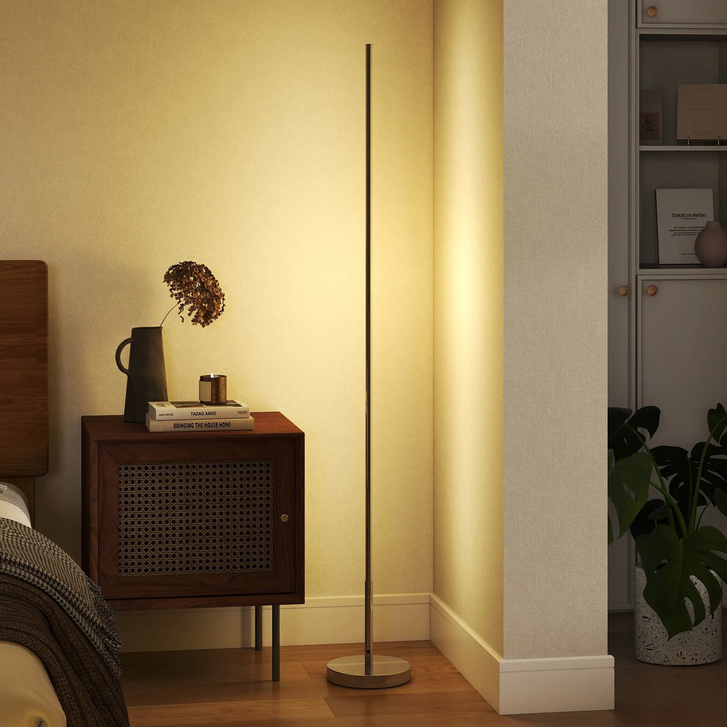 💡 Lámpara de Pie LED Moderna Regulable con Mando a Distancia – Brillo y Temperatura de Color Ajustables Color Gris Plata