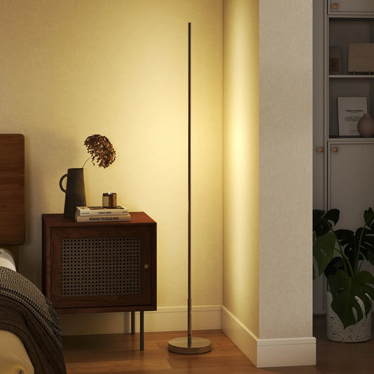 💡 Lámpara de Pie LED Moderna Regulable con Mando a Distancia – Brillo y Temperatura de Color Ajustables Color Gris Plata