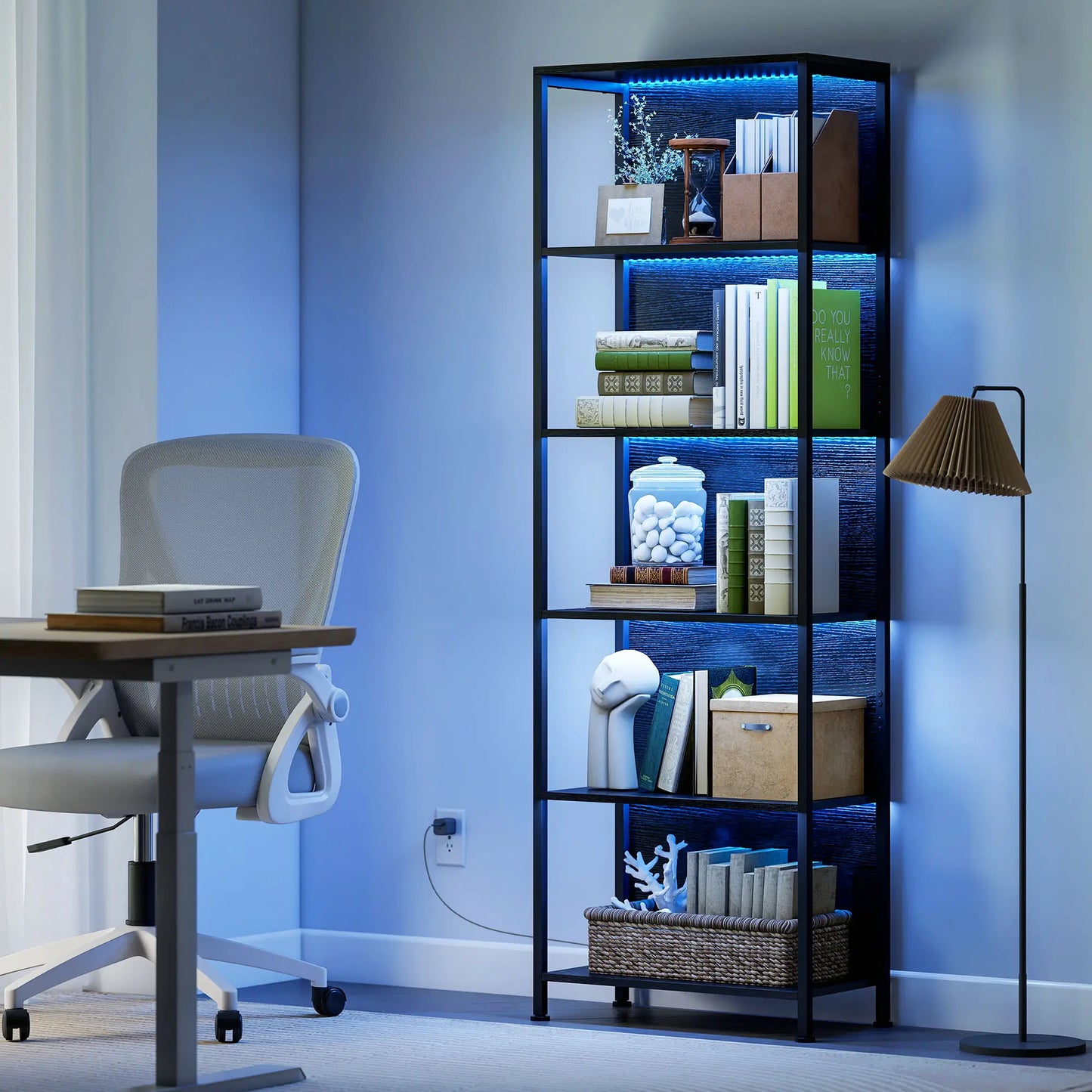 📚 Librería Industrial LUX LIGHT – 5 Estantes con Iluminación LED