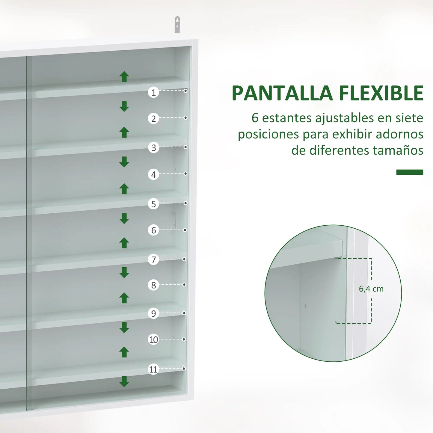 🪟 Vitrina de Pared DISPLAY GLASS XL – 80 cm con Puertas Correderas