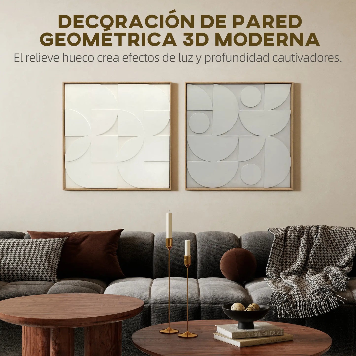 🖼️ CUADROS DECORATIVOS 3D DE PARED – SET DE 2 CUADROS MODERNOS 80 × 80 CM PARA SALÓN, DORMITORIO Y RECIBIDOR