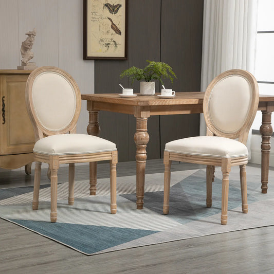 🪑 PACK 2 SILLAS MEDALLÓN VERSALLES – ESTILO LUIS XVI EN BEIGE CON MADERA MACIZA