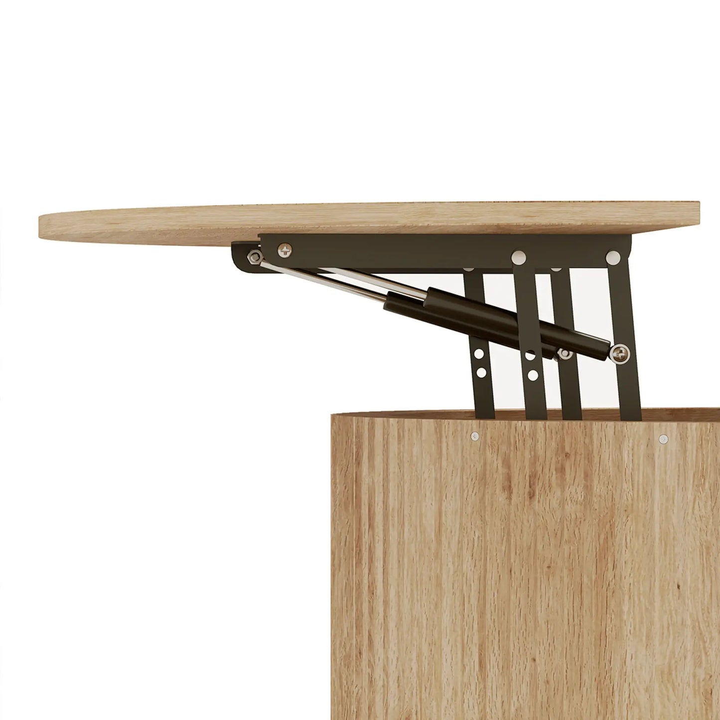 🪵 Mesa de Centro Elevable Redonda con Almacenamiento Oculto y Tablero Elevable 80 cm Madera Natural