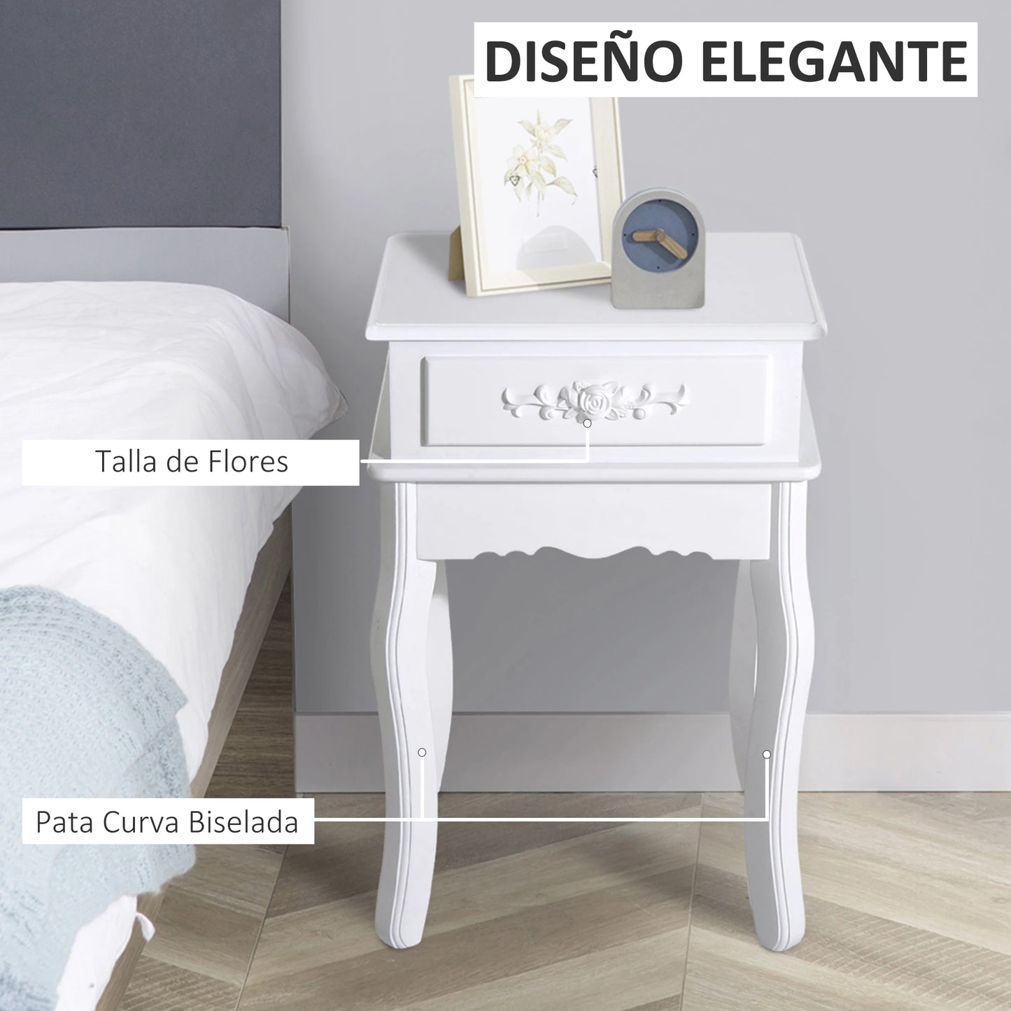 🛏️ Mesita de Noche SWEET HOME – 1 Cajón 60 cm