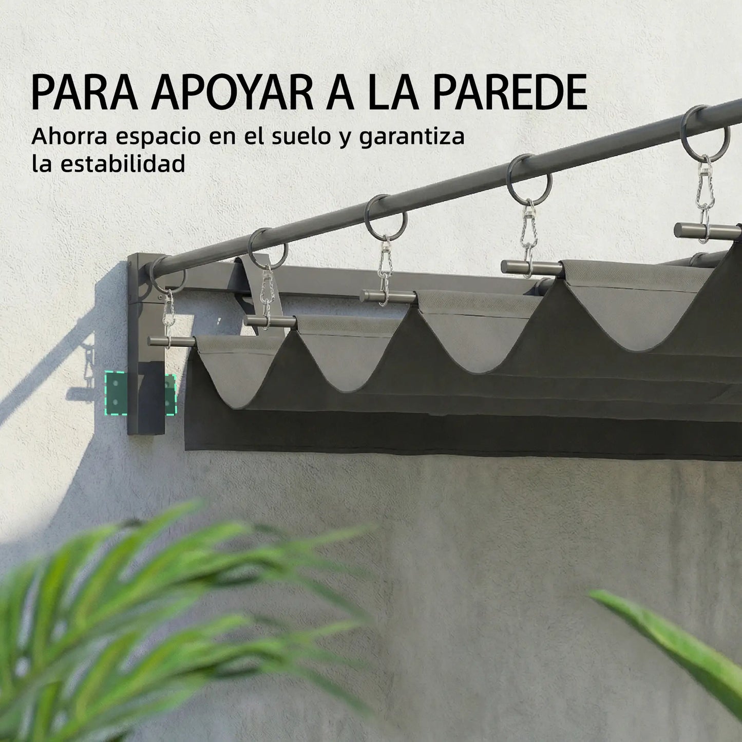 🌿 PÉRGOLA DE PARED “URBANOVA” 3x3m – TECHO RETRÁCTIL Y DISEÑO MODERNO