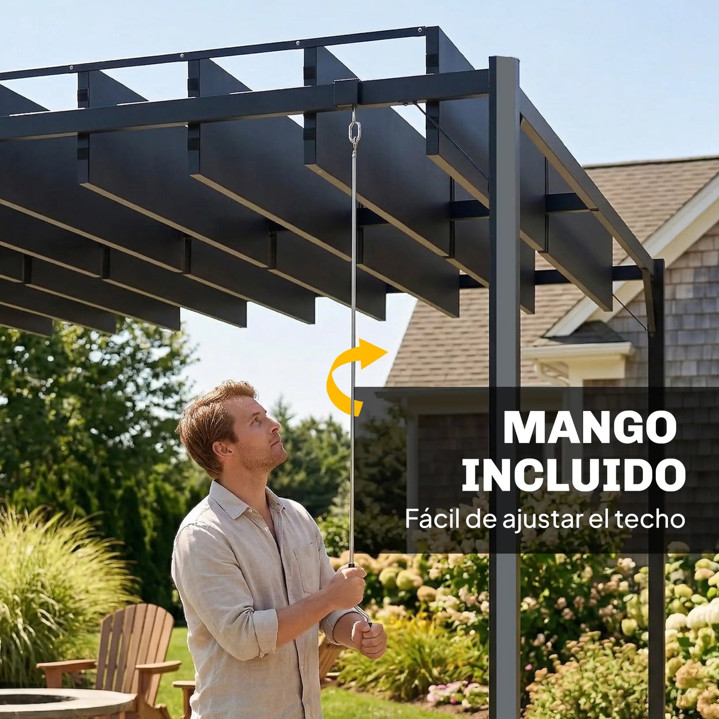 🌑 Pérgola VENTO 3x4 m Techo Ajustable Gris Oscuro