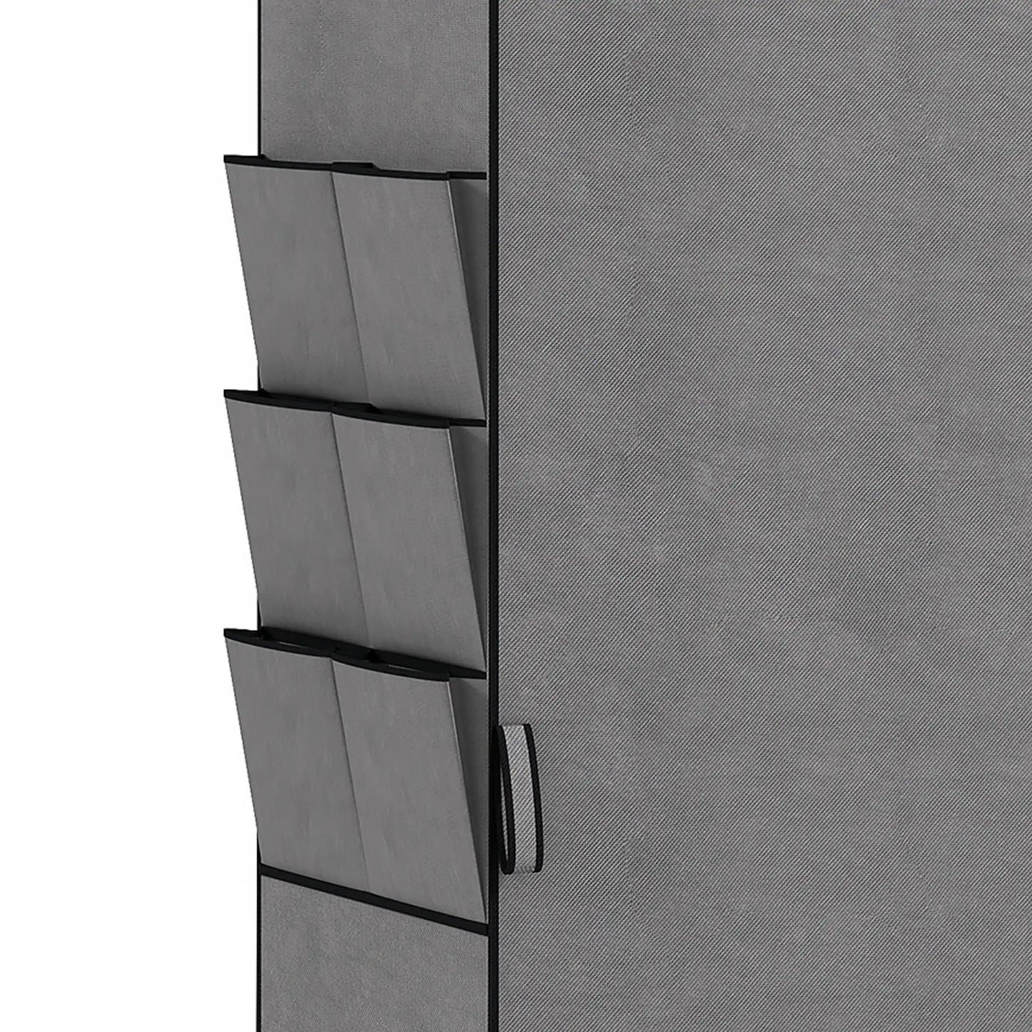 👕 ARMARIO DE TELA GRANDE 212 CM CON 5 BARRAS, 5 ESTANTES Y 6 BOLSILLOS – GRIS