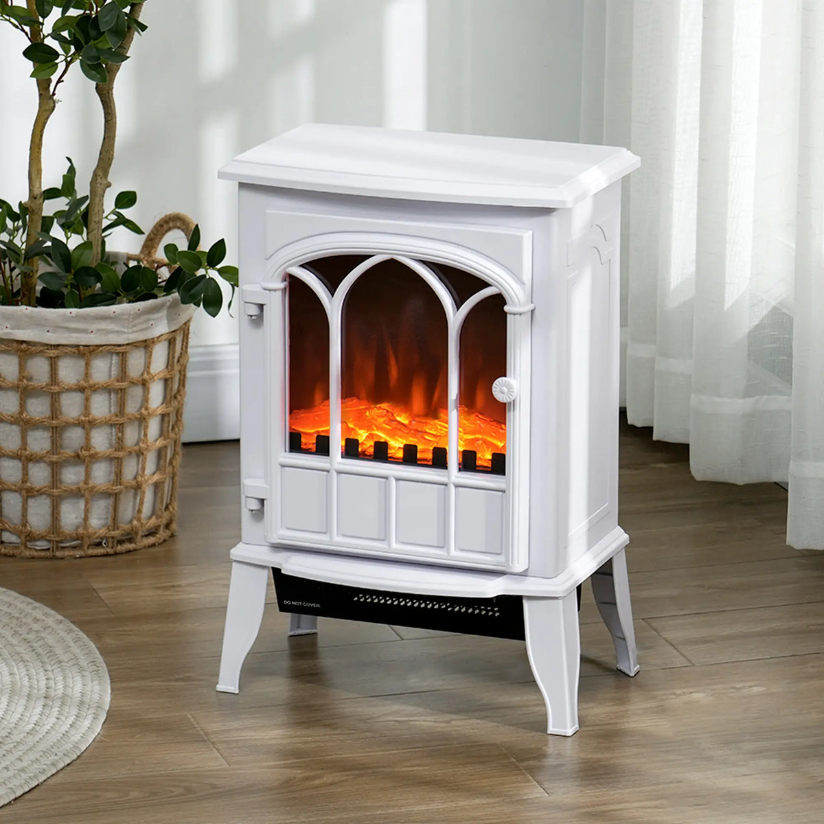 🔥 CHIMENEA ELÉCTRICA WHITE COZY 2000 – BLANCA DE PIE CON LLAMA LED Y CALEFACCIÓN REGULABLE