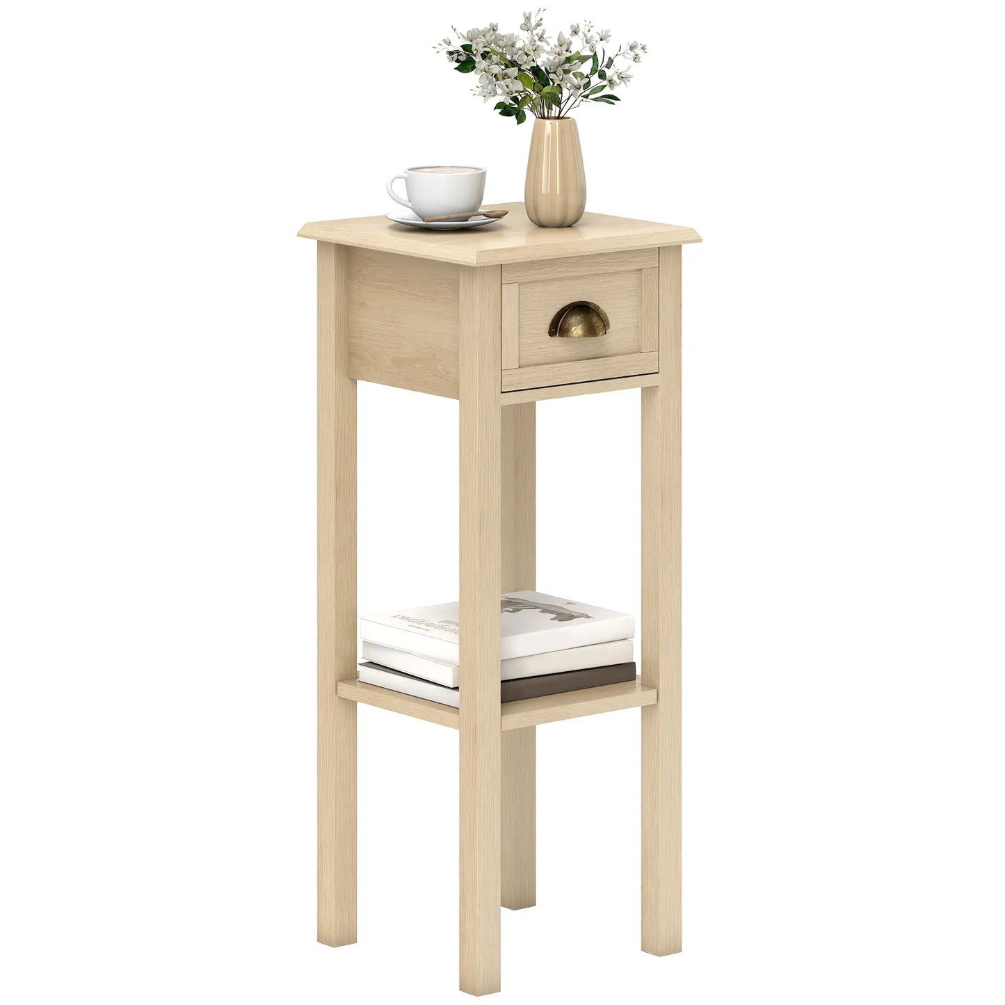 🪵 Mesa Auxiliar Rústica NATURAL HOME – 1 Cajón