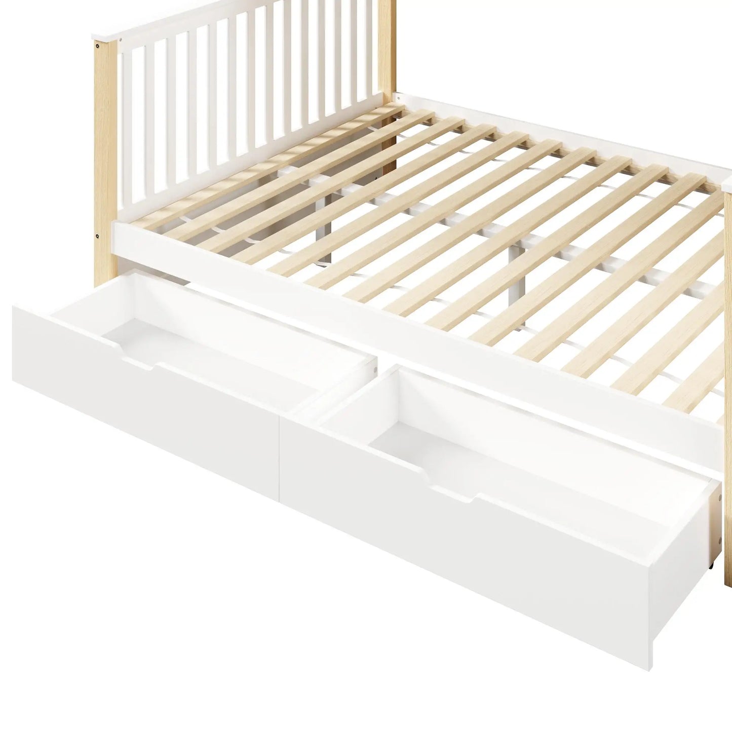 🛏️ LITERA FAMILIAR 90 × 200 + 140 × 200 CM CON ESCALERA, BARANDILLA Y ALMACENAMIENTO | BLANCO Y NATURAL | JAM MUEBLES