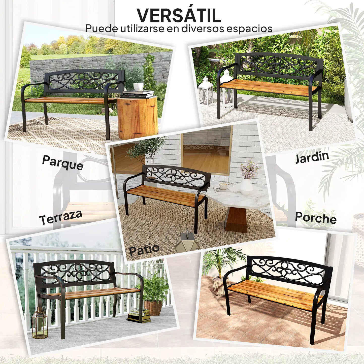 🌿 Banco de Jardín ELEGANCE FORGE 2 Plazas