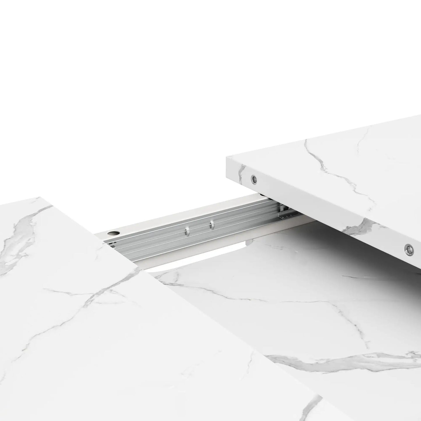 🍽️ Mesa de Comedor Extensible 118-157 cm con Patas Cruzadas – MDF Efecto Mármol – Blanco | JAM MUEBLES