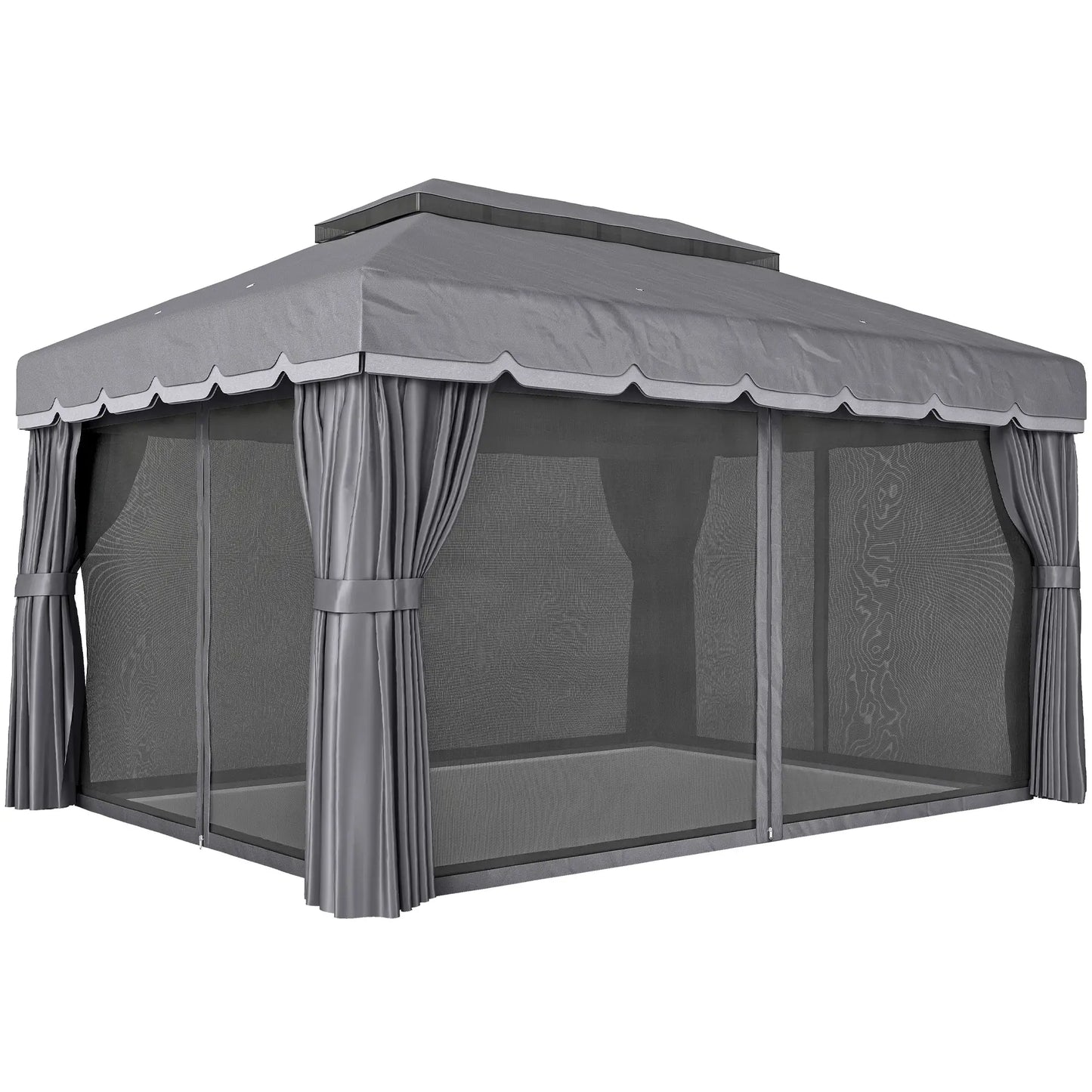 🌿 CENADOR DE JARDÍN “BRISALUX” 4x3m – DOBLE TECHO, CORTINAS Y MOSQUITERA