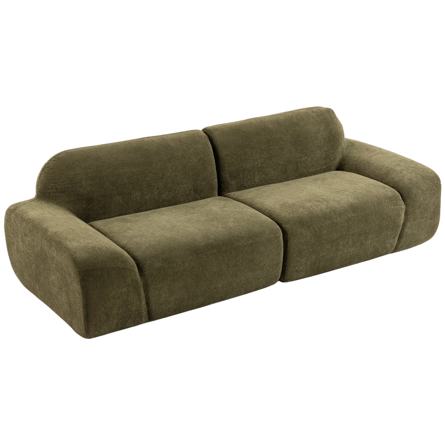 🛋️ Sofá de 3 Plazas Redondeado en Chenilla – Verde Oscuro | JAM MUEBLES