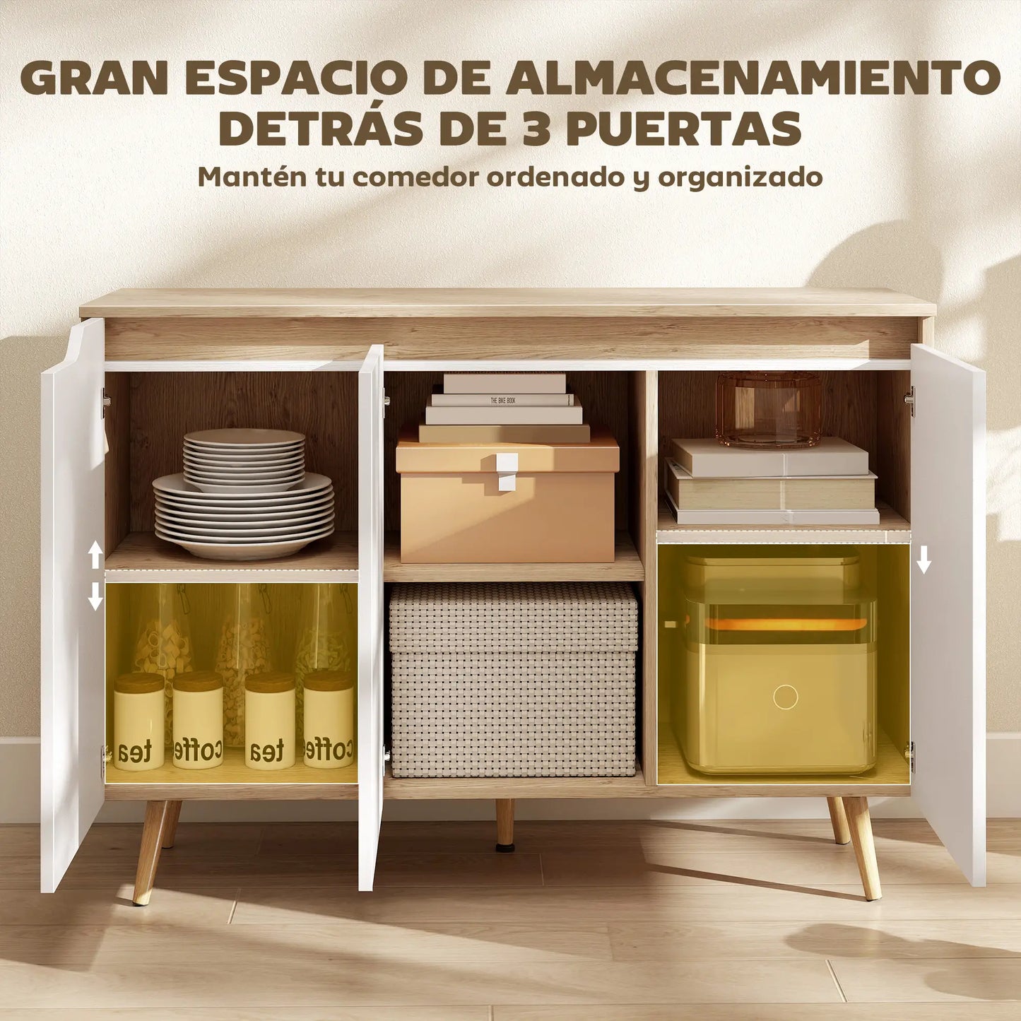 🪑 Aparador de Salón STORAGE SIDEBOARD – 3 Puertas 107 cm
