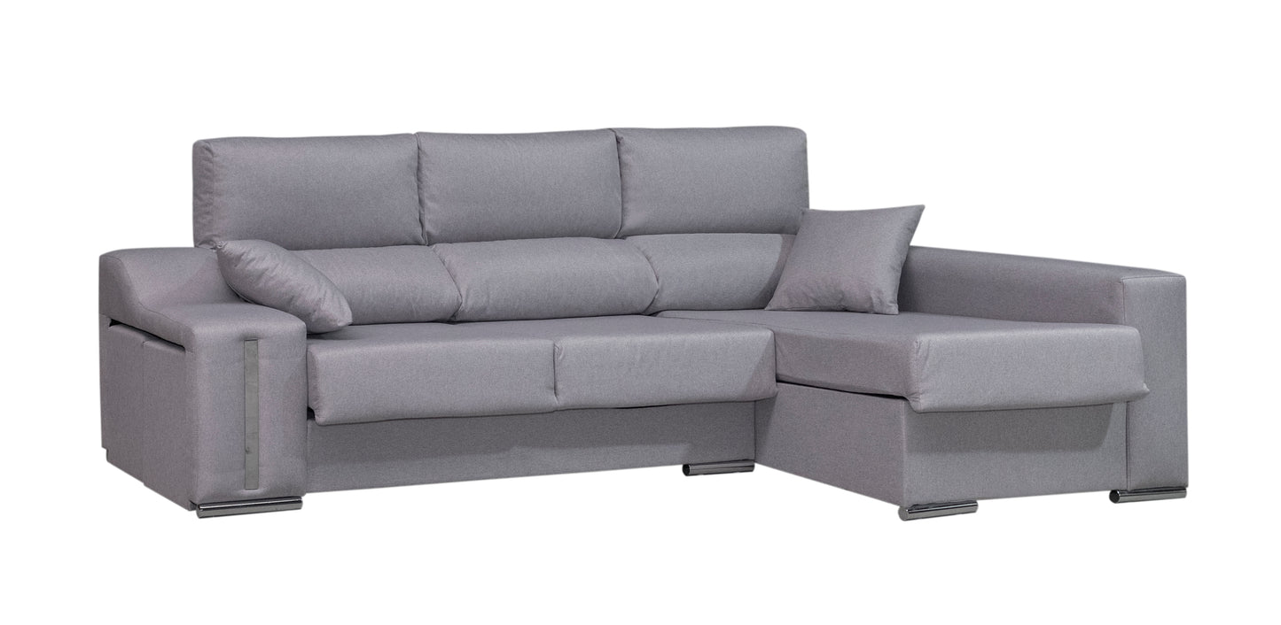 🛋️ CHAISE LONGUE “MODELO OSCAR” – ARCÓN, EXTRAÍBLE Y RECLINABLE CON PUFFS