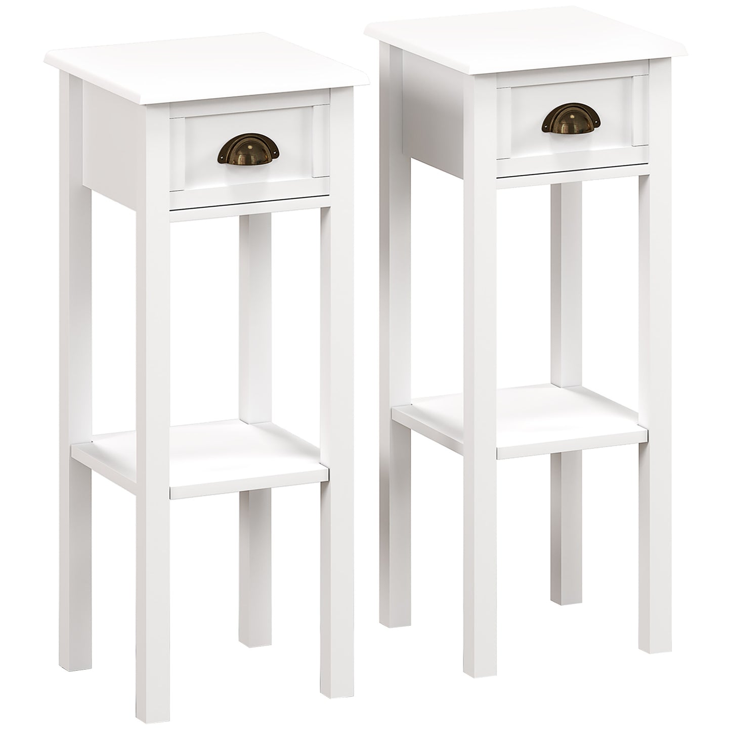 🤍 Pack 2 Mesas Auxiliares WHITE HOME – Con Cajón