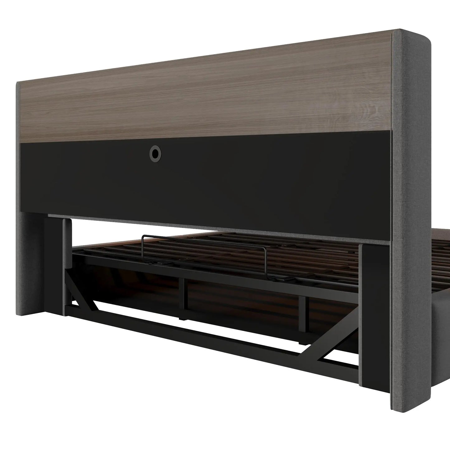 🛏️ CAMA TAPIZADA 180x200 CM CON CANAPÉ ABATIBLE HIDRÁULICO, LED Y USB – GRIS