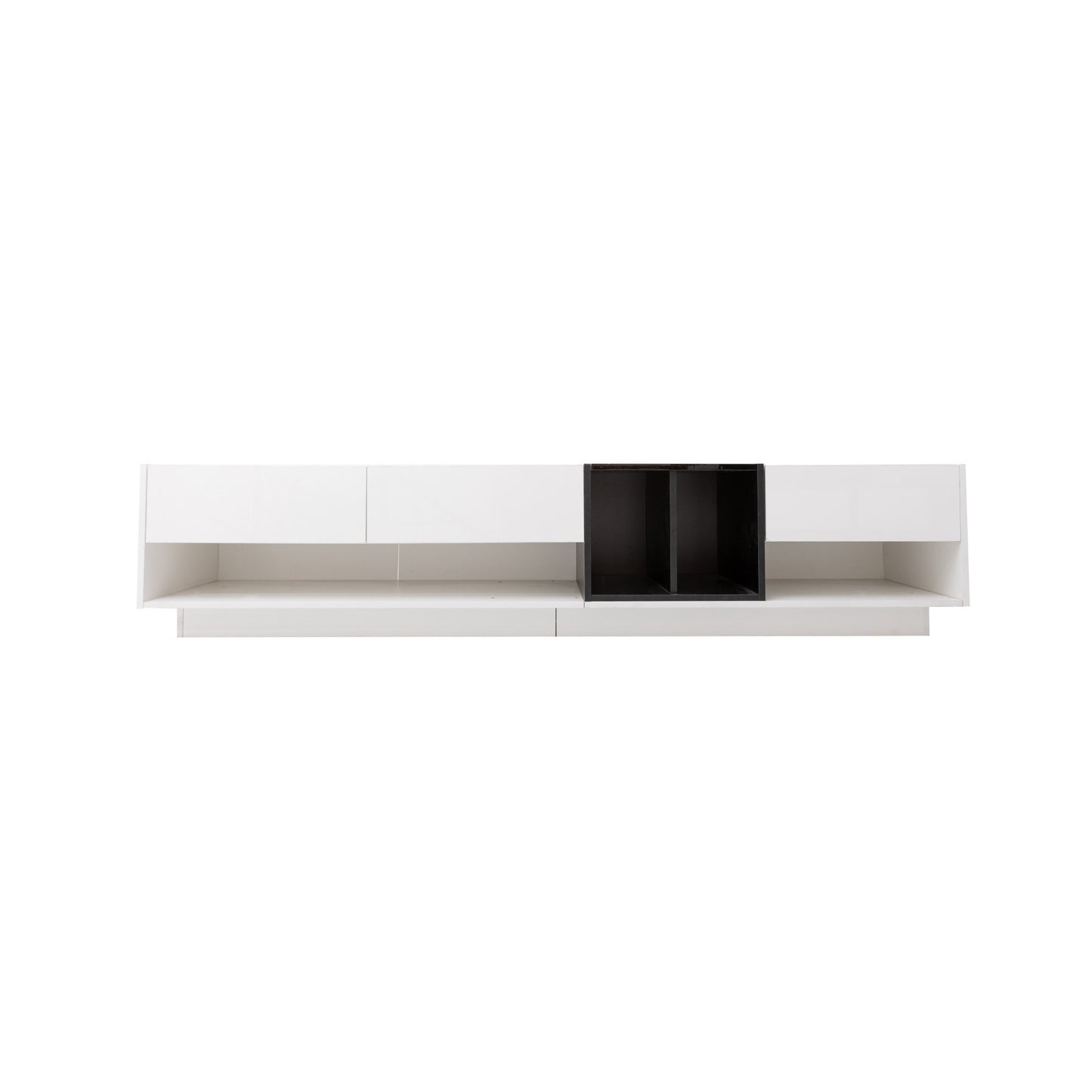 🖤🤍 MUEBLE TV “CONTRAST 190” – BLANCO Y NEGRO BRILLO · 3 CAJONES + 2 COMPARTIMENTOS · 190 CM