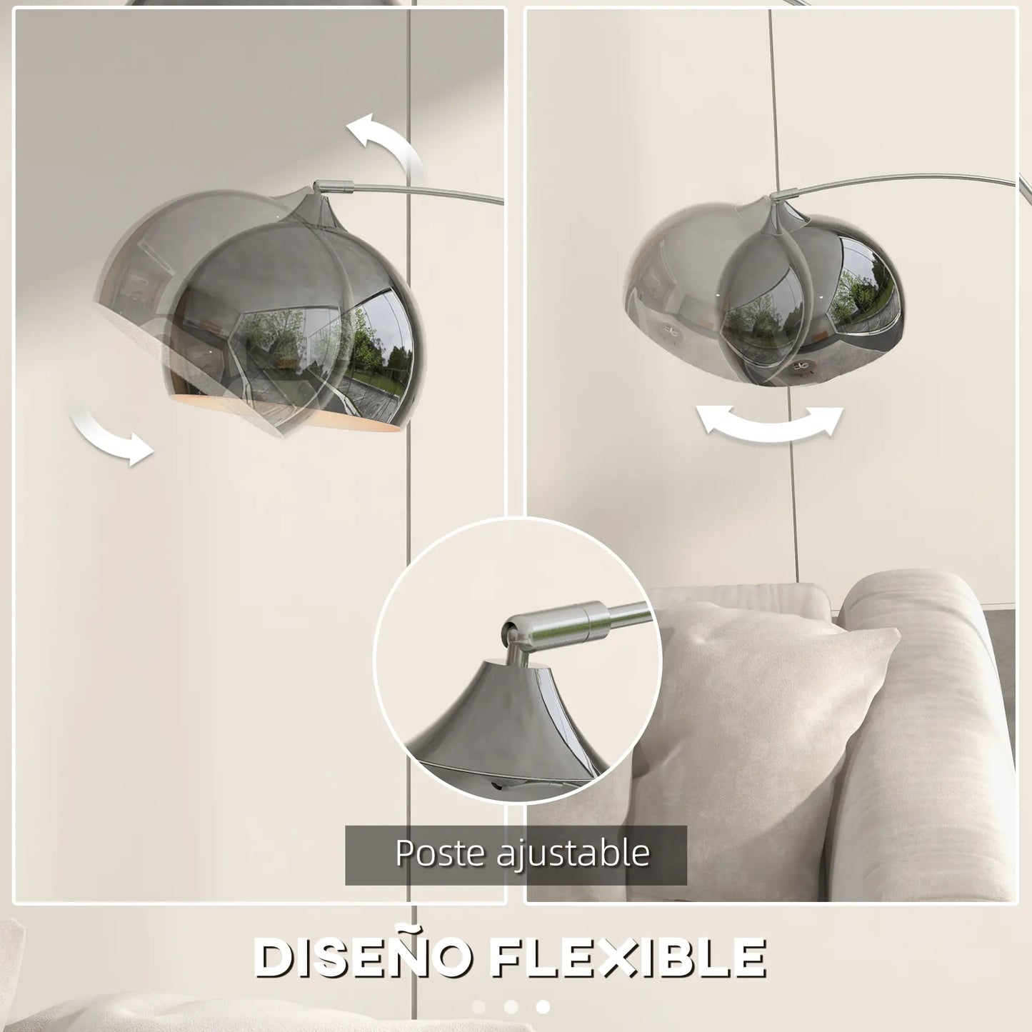 💡 Lámpara de Pie de Arco Moderna con Base de Mármol Ajustable E27 40W Plata y Negro