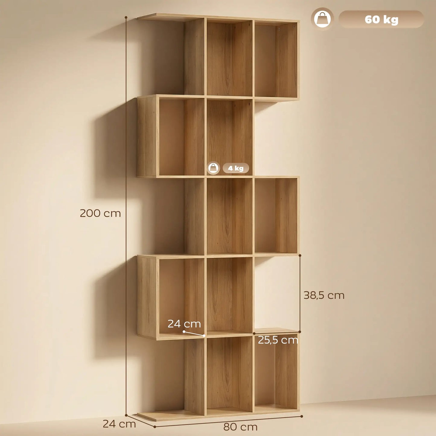📚 Librería Modelo ZIGZAG – Diseño en S de Gran Capacidad