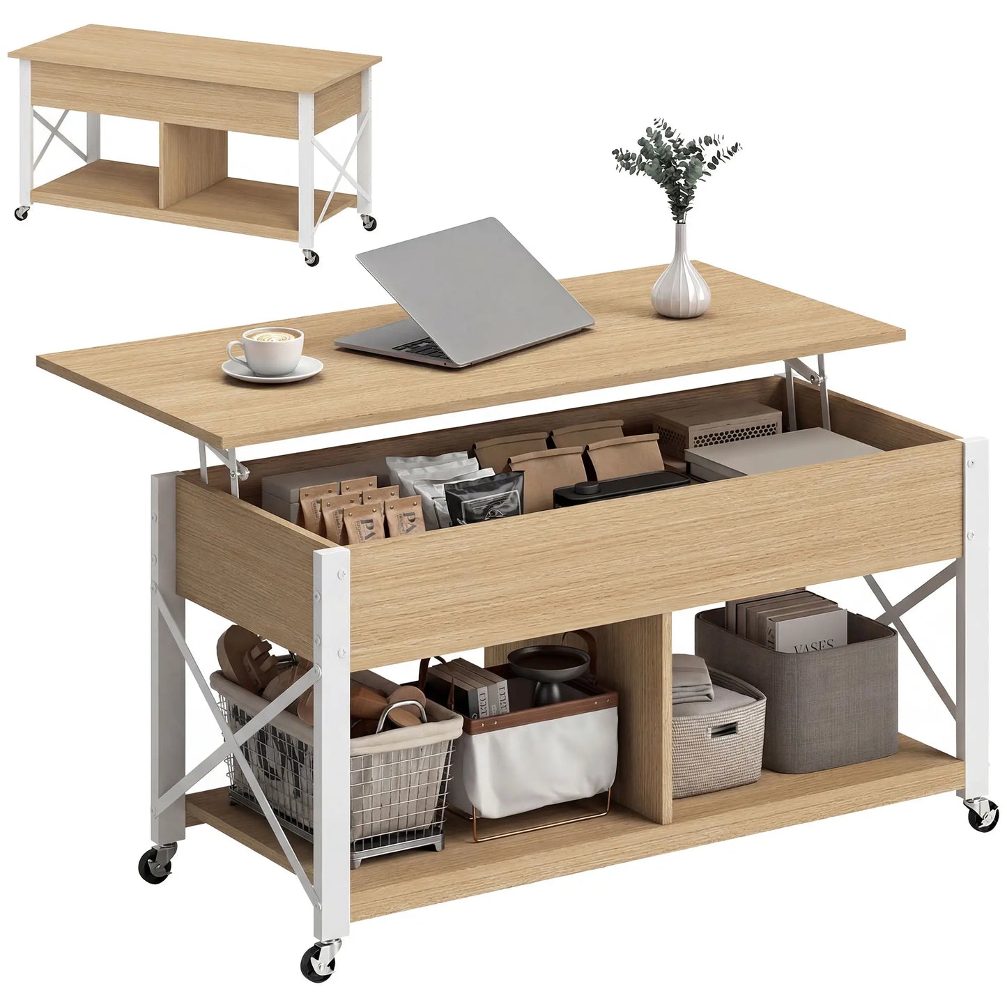 🛋️ Mesa de Centro Elevable FLOW – Funcionalidad Inteligente con Ruedas