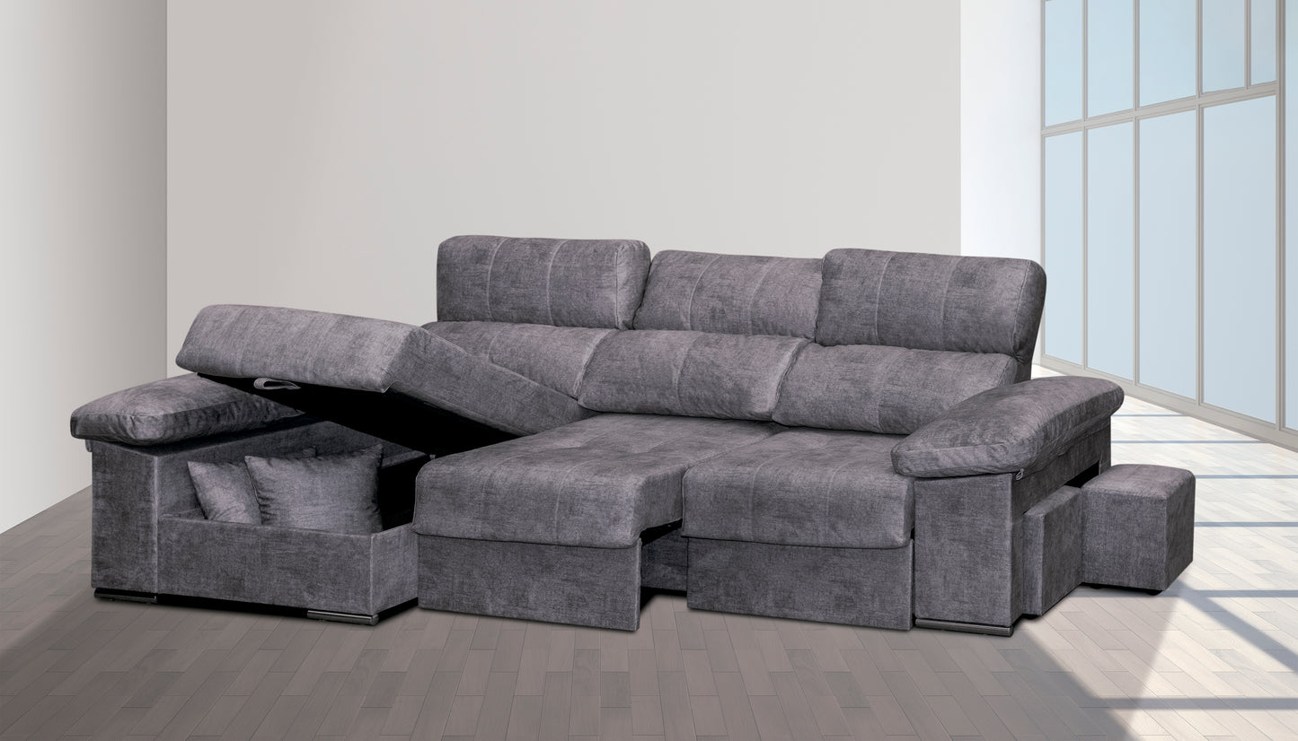 🛋️ CHAISE LONGUE CAMA “MODELO ROMA” – ARCÓN, EXTRAÍBLE XL Y RECLINABLE