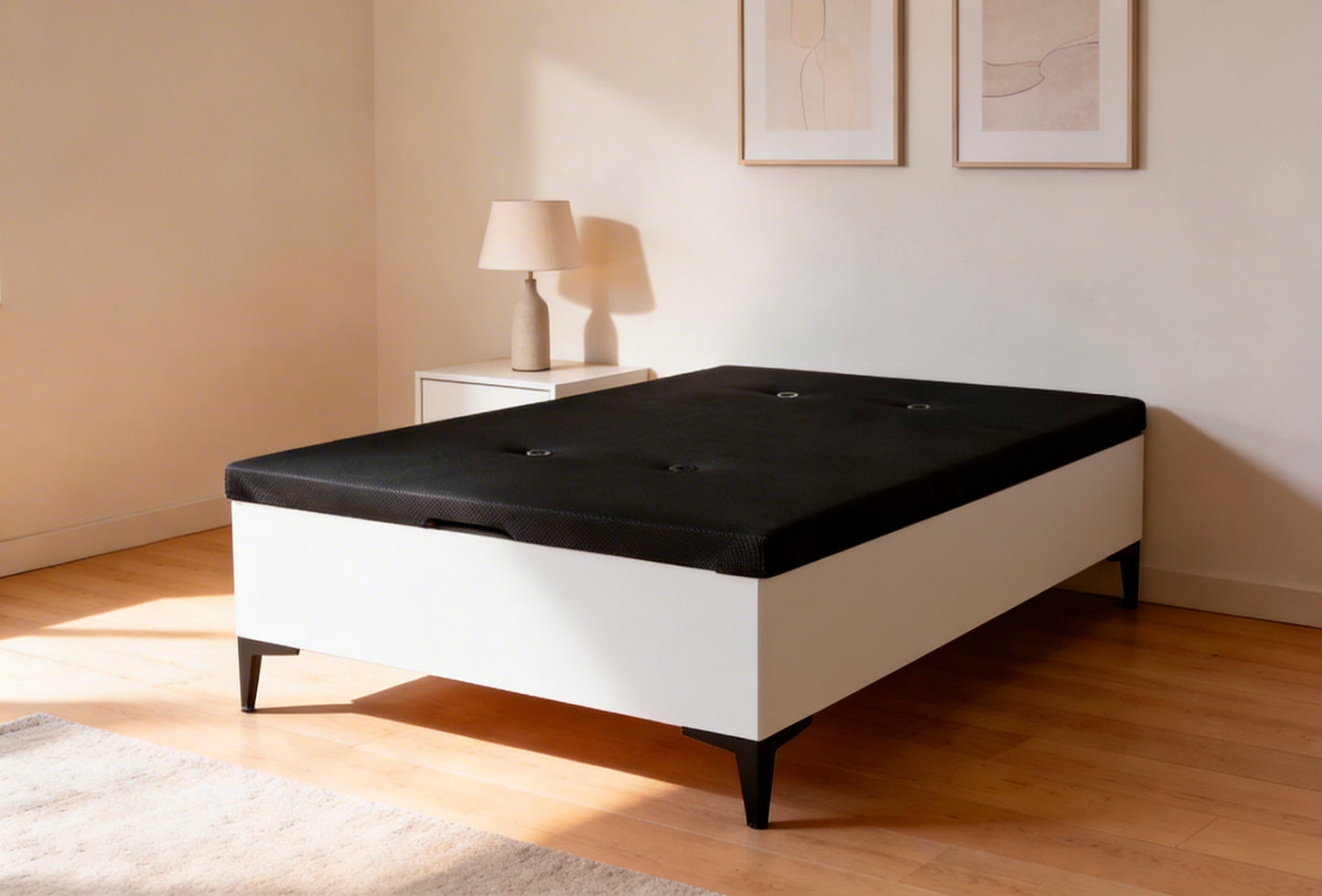 🛏️Canapé Abatible Modelo Rumbero con Patas y Tapa 3D Gran Capacidad