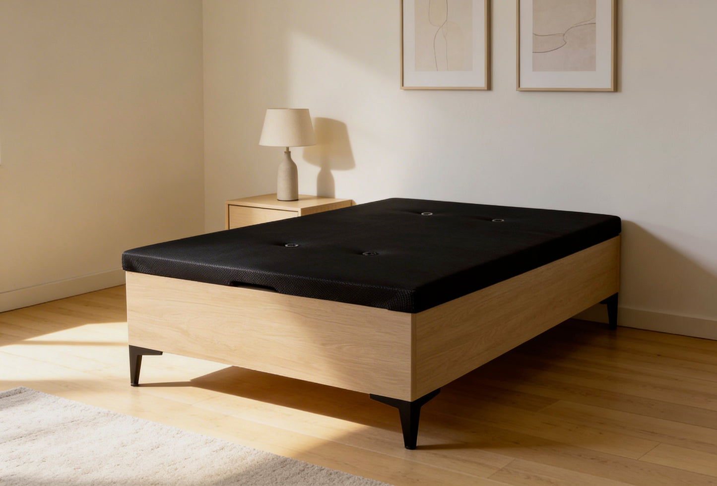 🛏️Canapé Abatible Modelo Rumbero con Patas y Tapa 3D Gran Capacidad