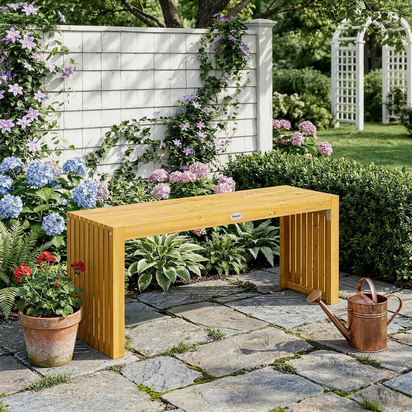 🌿 Banco de Jardín Modelo Acacia Pure 2 Plazas Madera Natural Sin Respaldo