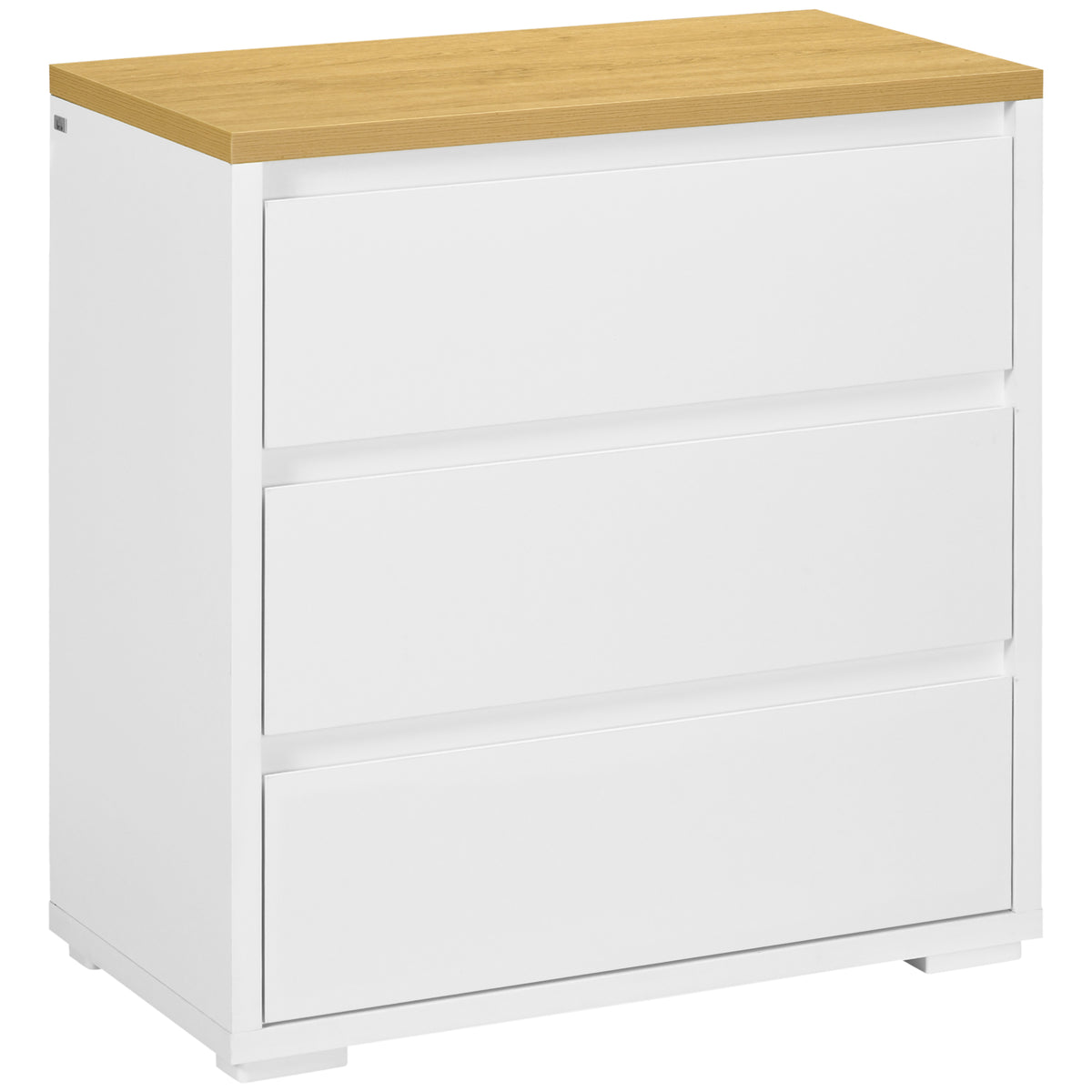 🤍 CÓMODA NORDIC PURE 3C – 3 CAJONES BLANCO Y MADERA NATURAL SIN TIRADORES