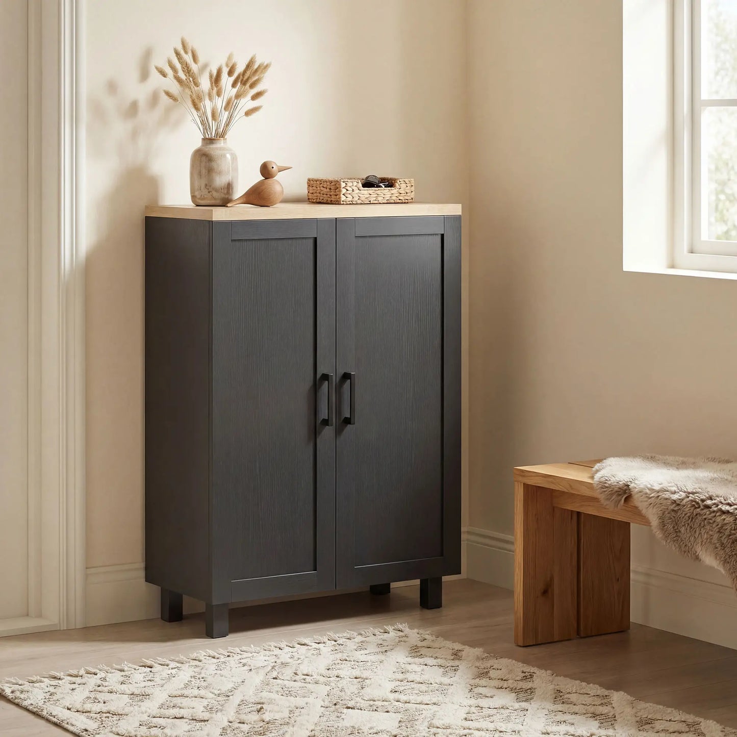 🗄️ MUEBLE AUXILIAR MODERNO 60 CM CON 2 PUERTAS Y ESTANTE AJUSTABLE – BLANCO O NEGRO