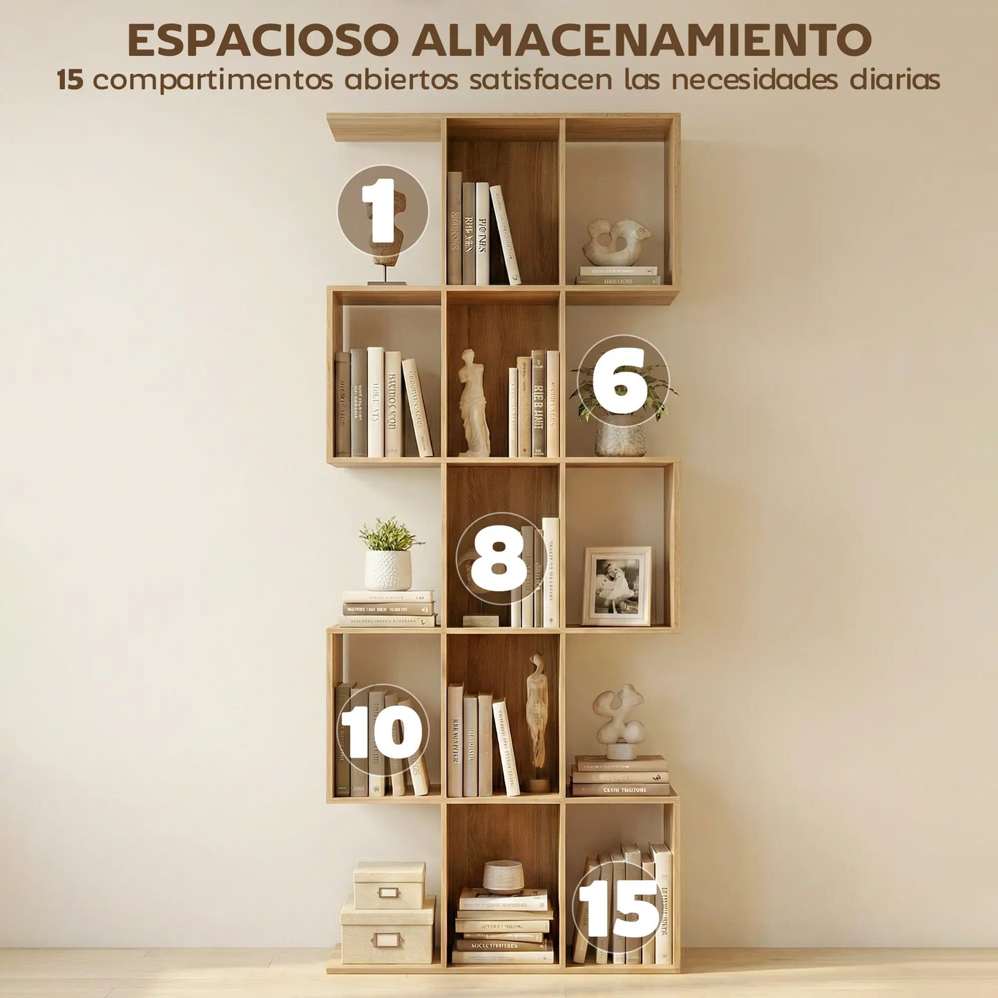 📚 Librería Modelo ZIGZAG – Diseño en S de Gran Capacidad