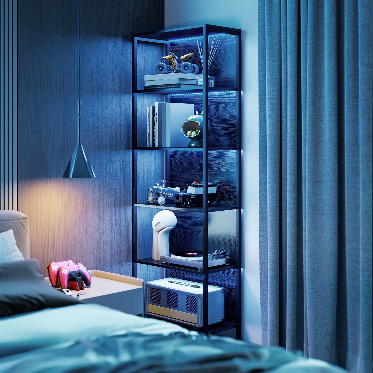 📚 Librería Industrial LUX LIGHT – 5 Estantes con Iluminación LED