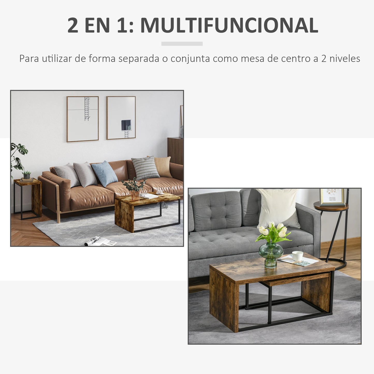 🛋️ Mesas de Centro NIDO INDUSTRIAL – Set 2 Mesas