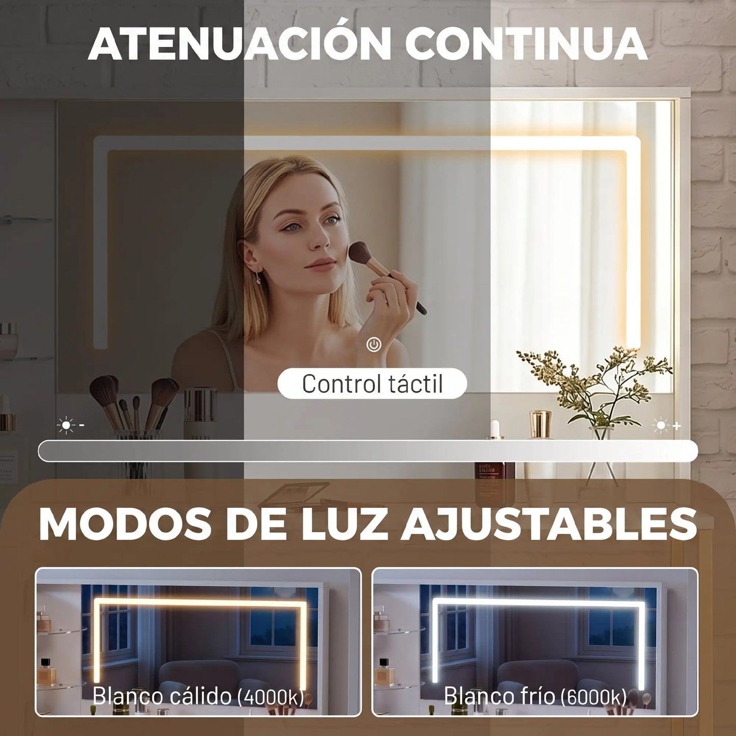 💄 TOCADOR DE MAQUILLAJE BLANCO CON ESPEJO LED, TABURETE Y 5 CAJONES
