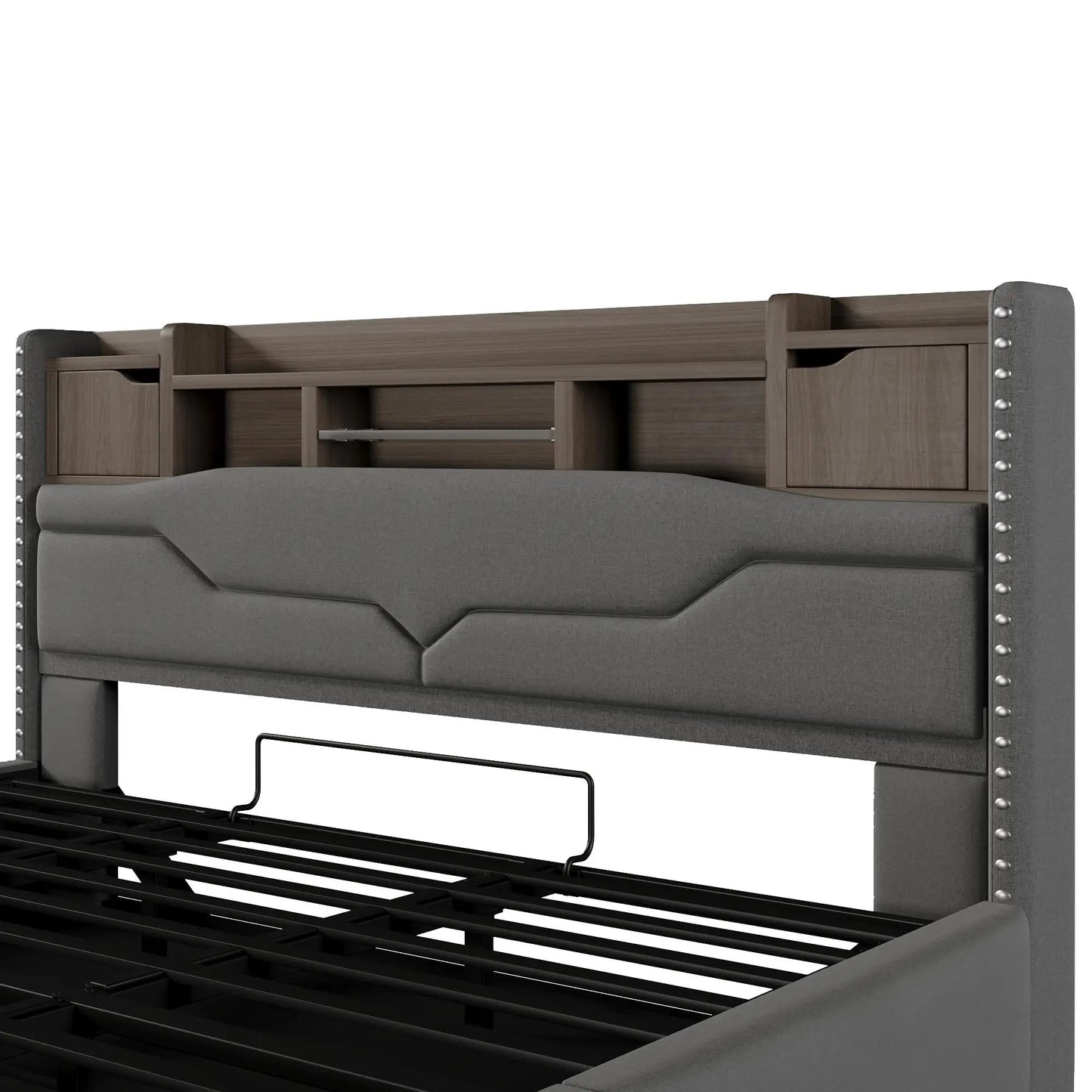 🛏️ CAMA TAPIZADA 180x200 CM CON CANAPÉ ABATIBLE HIDRÁULICO, LED Y USB – GRIS